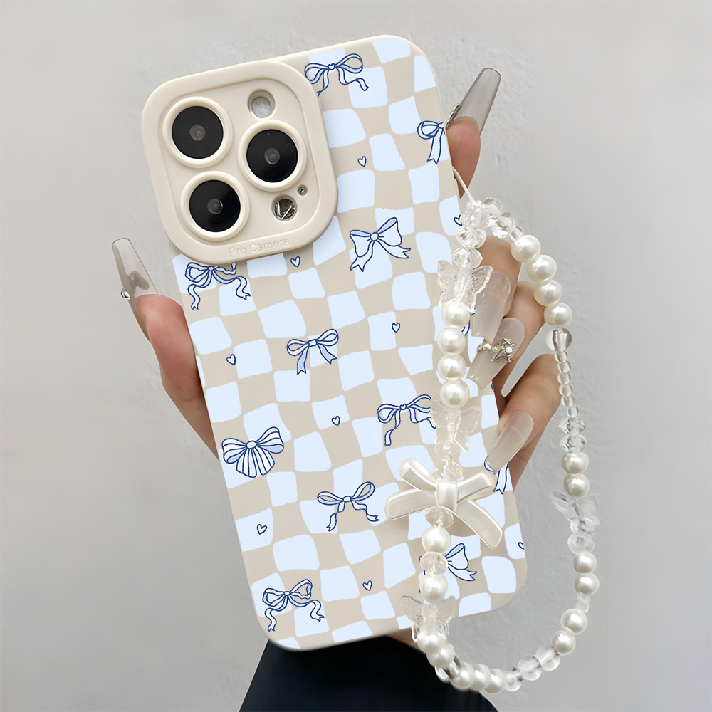 Phone Cases For Iphone 16 - Lanyard Plaid Bow Heart Phone Case
