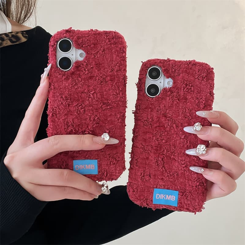 Phone Cases For Iphone 16 - Angora Red Fuzzy Phone Case for