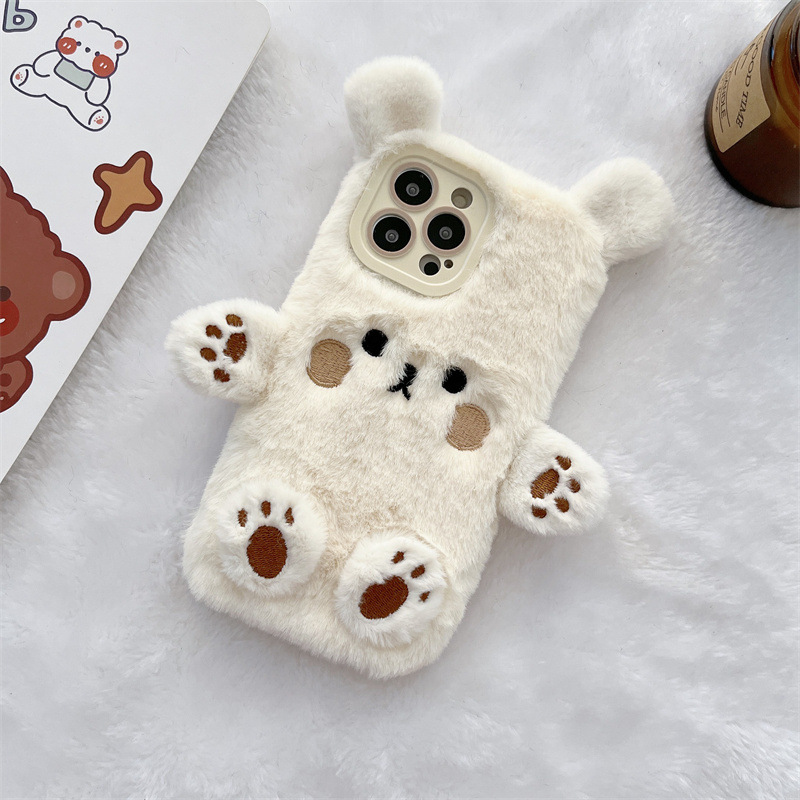 Korean 3D Cartoon Bear Fluffy  - Phone Cases For Iphone 16 ulasan dan harga