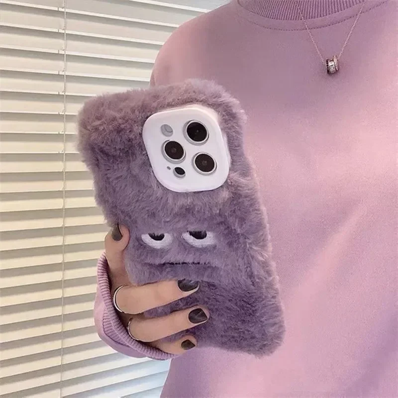 Cute Monster Plush Fluffy Phon - Phone Cases For Iphone 16 ulasan dan harga