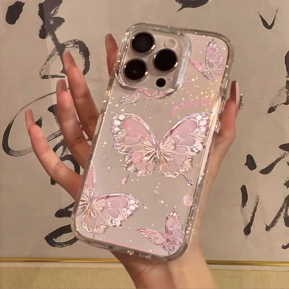 Pink Butterfly Clear Glitter P - Phone Cases Xr Iphone ulasan dan harga