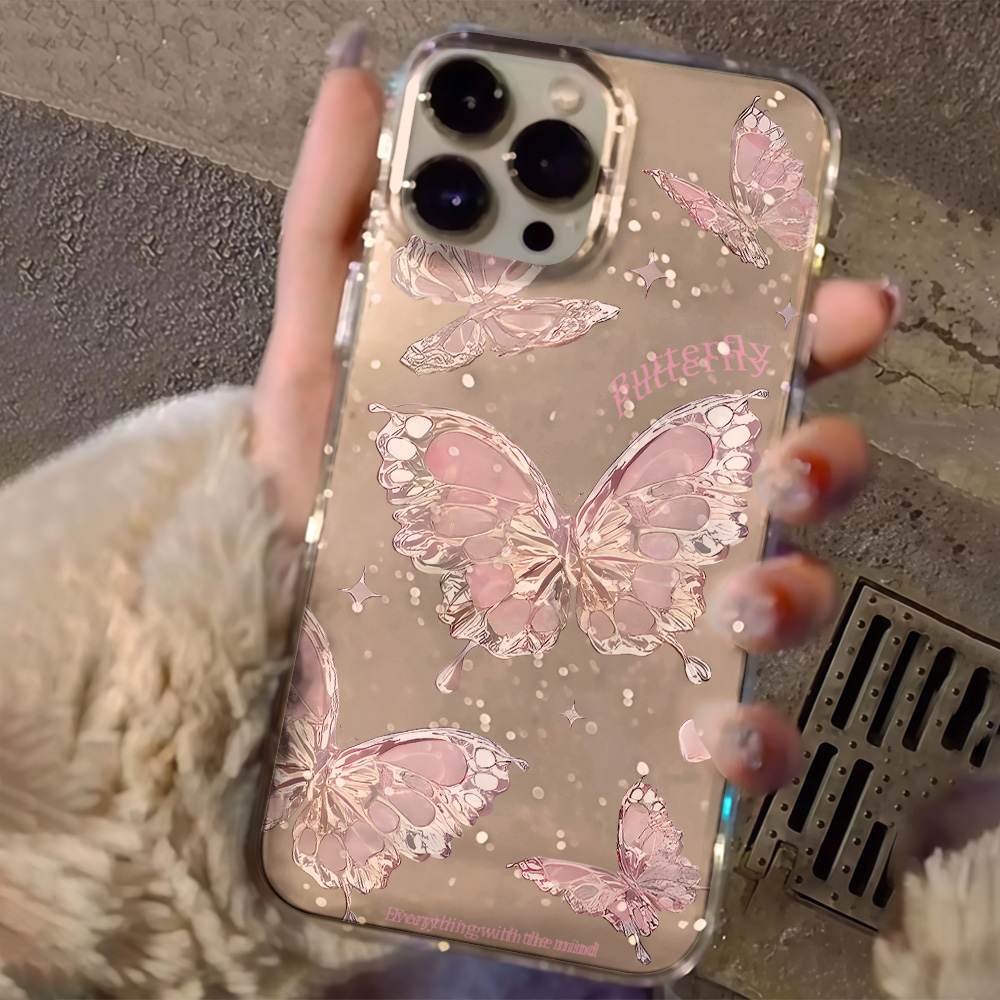 Pink Butterfly Clear Glitter P - Phone Cases Xr Iphone ulasan dan harga