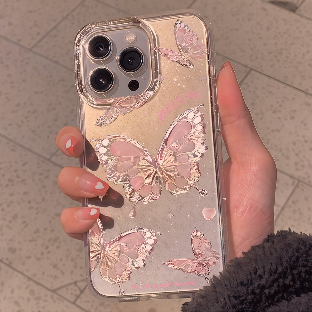 Pink Butterfly Clear Glitter P - Phone Cases Xr Iphone ulasan dan harga